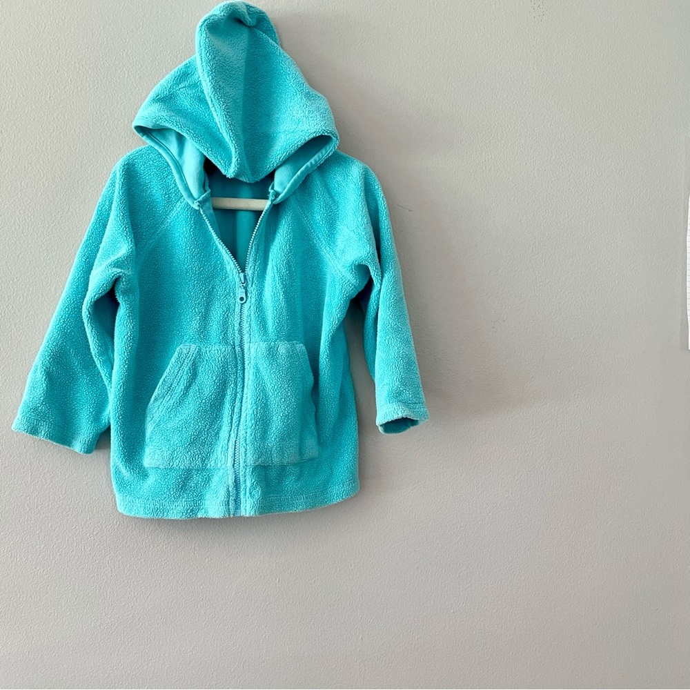 Zutano Fleece Jacket with a Hood.  Light Blue zip up